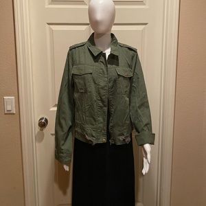 Olive green jacket. Light weight.